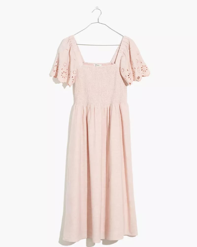 Front of plus size Lucie Smocked Midi Dress by Madewell | Dia&Co | dia_product_style_image_id:189609